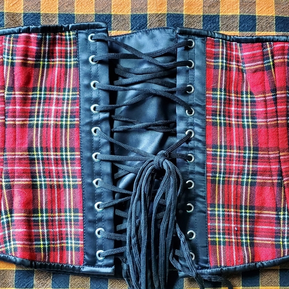 Orchard Corset Red Plaid 411 Waist Steel Boned 36 - Picture 4 of 5